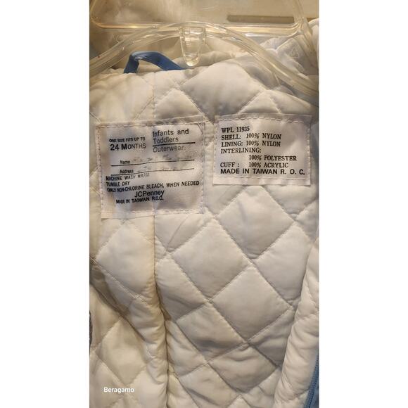 VTG JC Penney toddler snowsuit outerwear 24 Mo light Blue Bear Jumpsuit - Picture 4 of 8